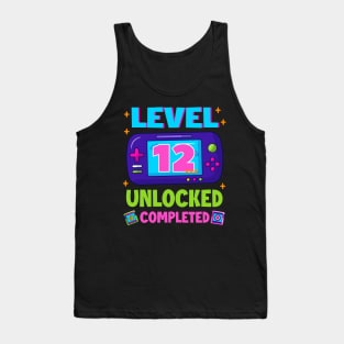 Level 12 Unlocked 12th Birthday Boys Video Game B-day Gift For BOys Kids Tank Top